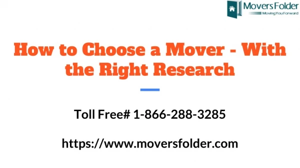 Research Well on How to Choose a Mover for Your Moving Needs