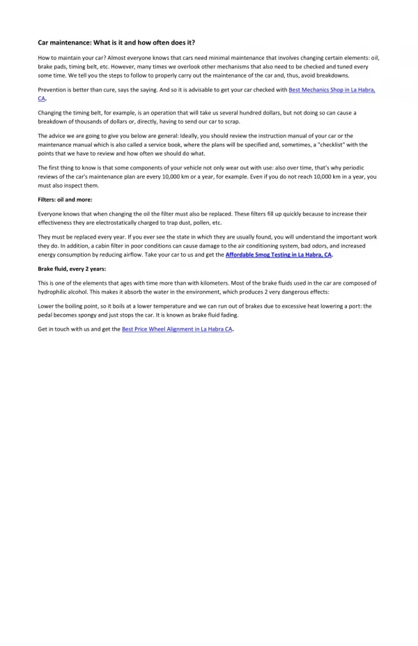 car maintenance what is it and how often does it