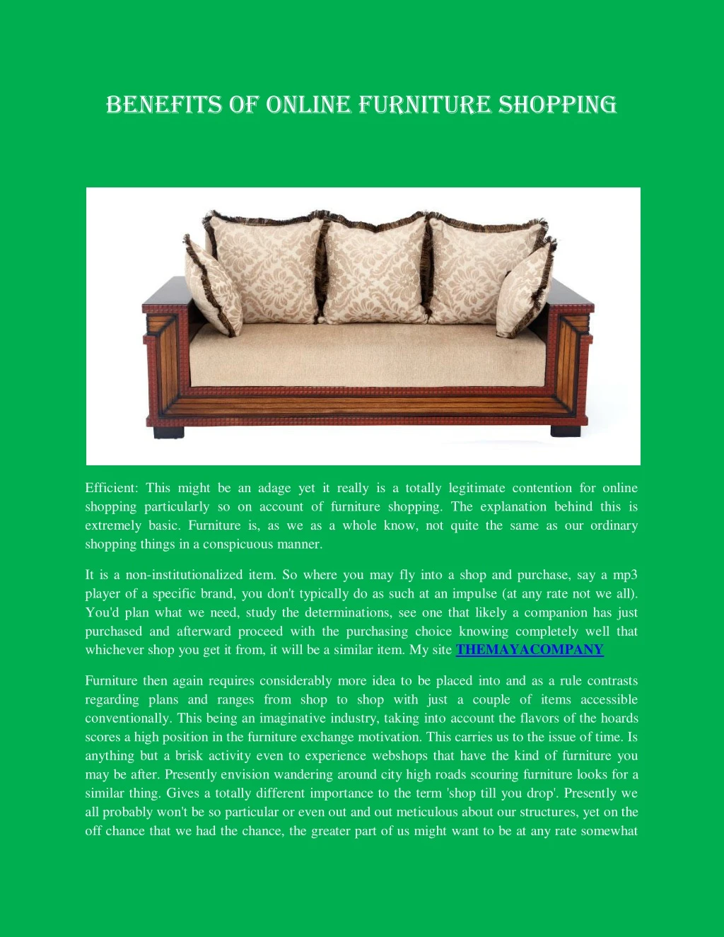 benefits of online furniture shopping