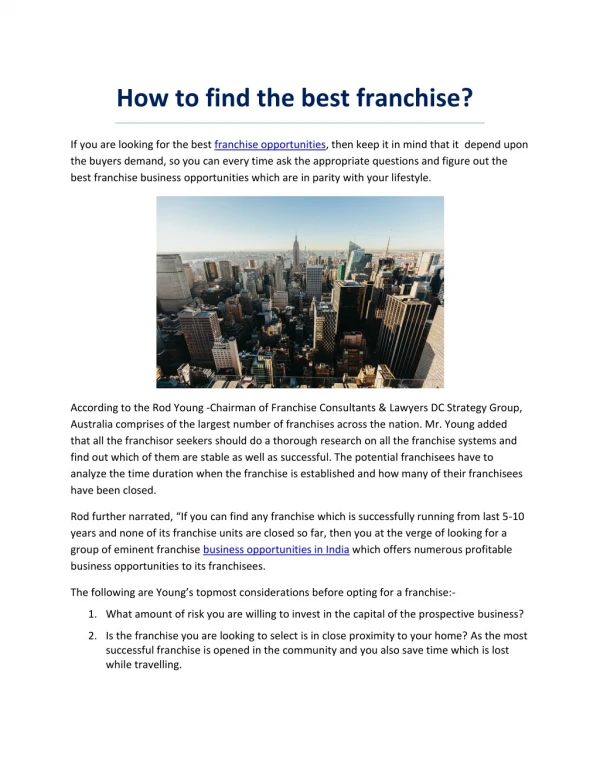How to find the best franchise?