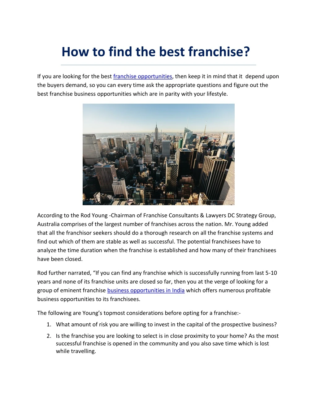 how to find the best franchise