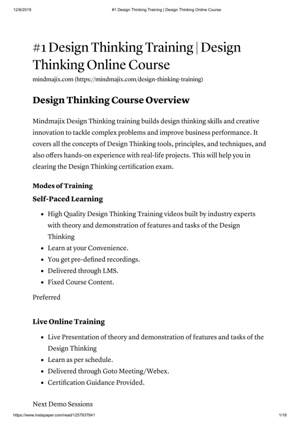 Learn Design Thinking Certification Training For Free