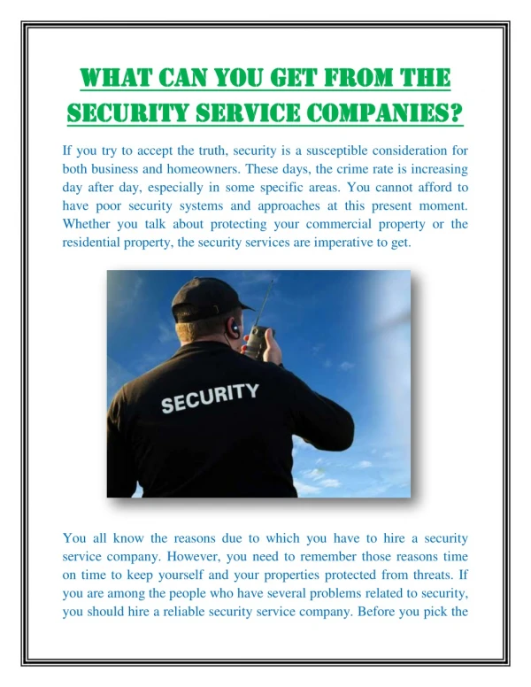 What can you get from the security service companies?