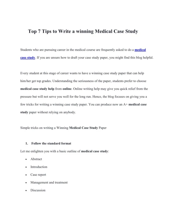 top 7 tips to write a winning medical case study