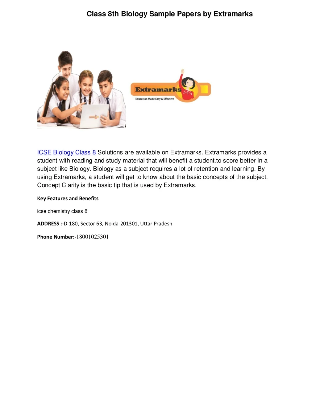 class 8th biology sample papers by extramarks