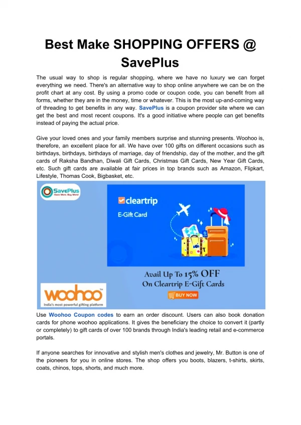 best make shopping offers @ saveplus