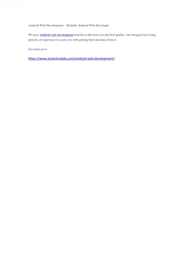 android web development reliable android