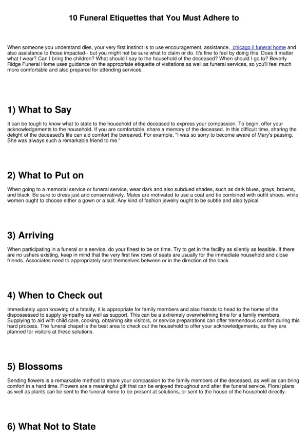 10 funeral etiquettes that you must adhere to