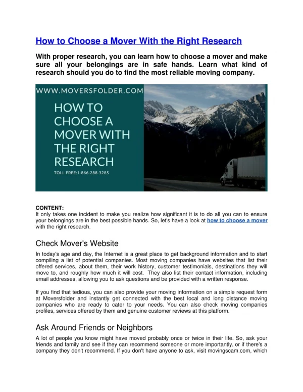 how to choose a mover with the right research