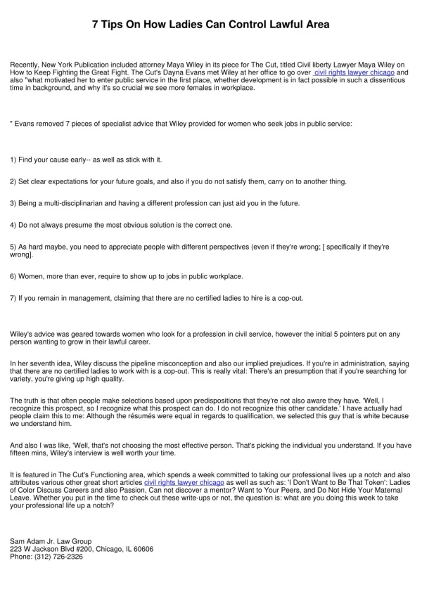 7 tips on how ladies can control lawful area