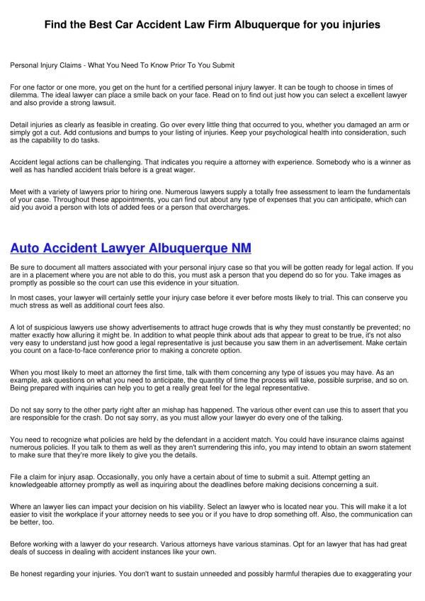 Hire the best Car Accident Law Firm Albuquerque if you are hurt