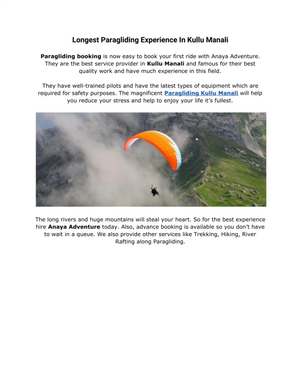 Paragliding Kullu Manali