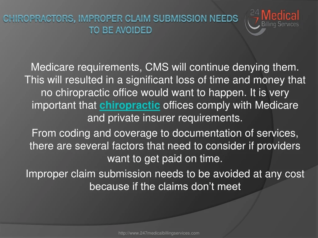 chiropractors improper claim submission needs to be avoided