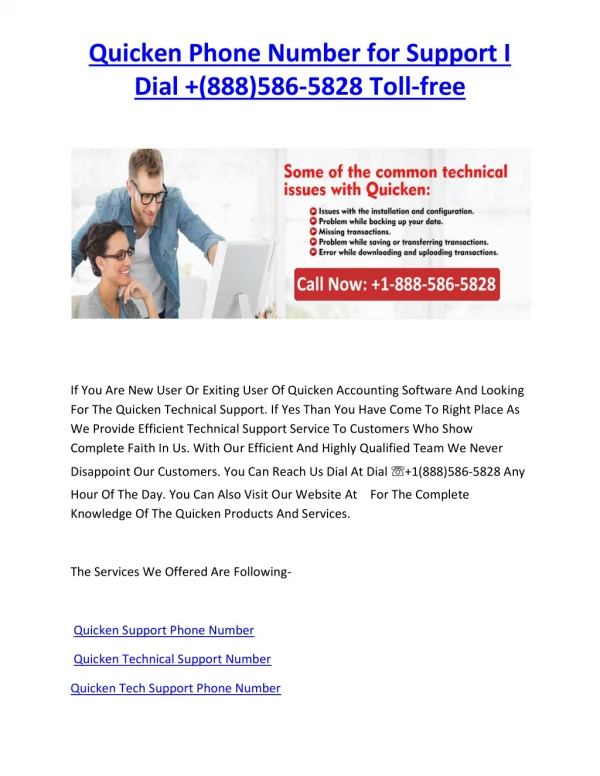 Quicken Phone Number for Support I Dial  1(888)586-5828 Toll-free (Alabama)