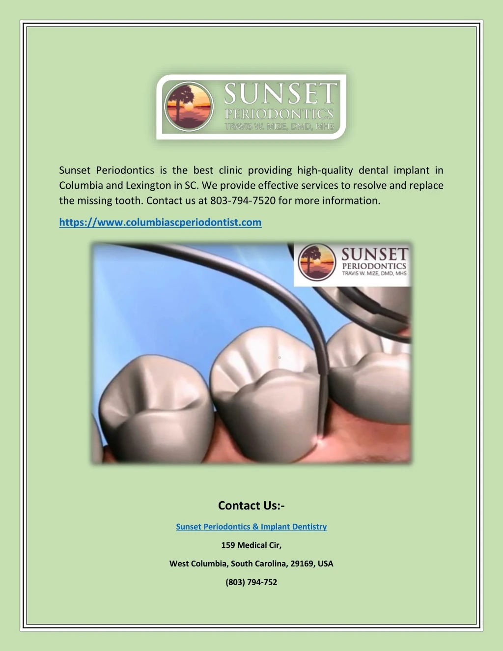 sunset periodontics is the best clinic providing