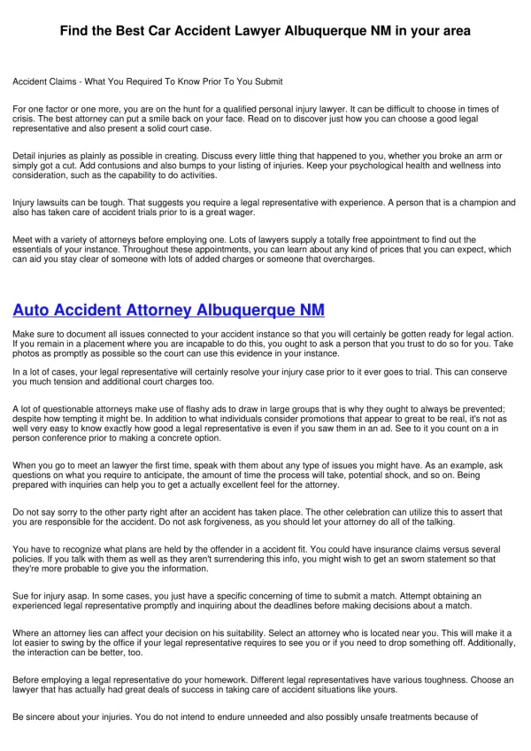 Hire the best Car Accident Attorney Albuquerque NM close to you