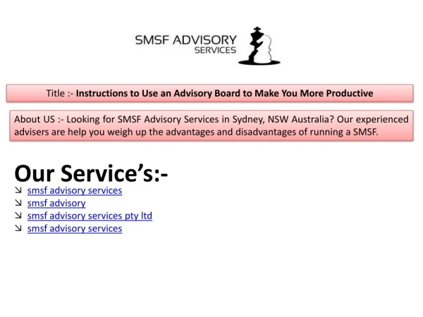 title instructions to use an advisory board