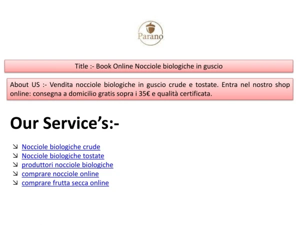 title book online nocciole biologiche in guscio