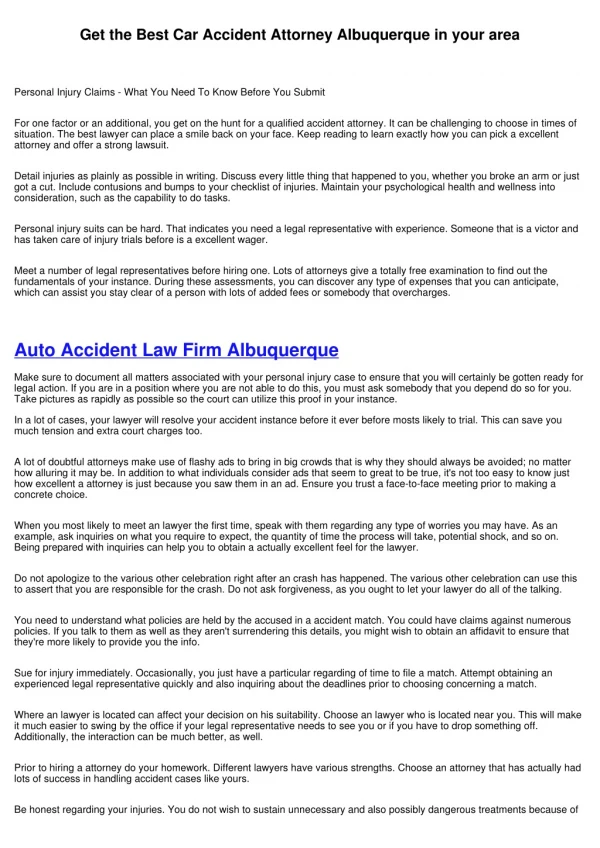 Call upon a Car Accident Law Firm Albuquerque if you are hurt