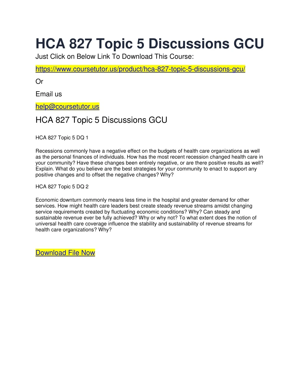 hca 827 topic 5 discussions gcu just click