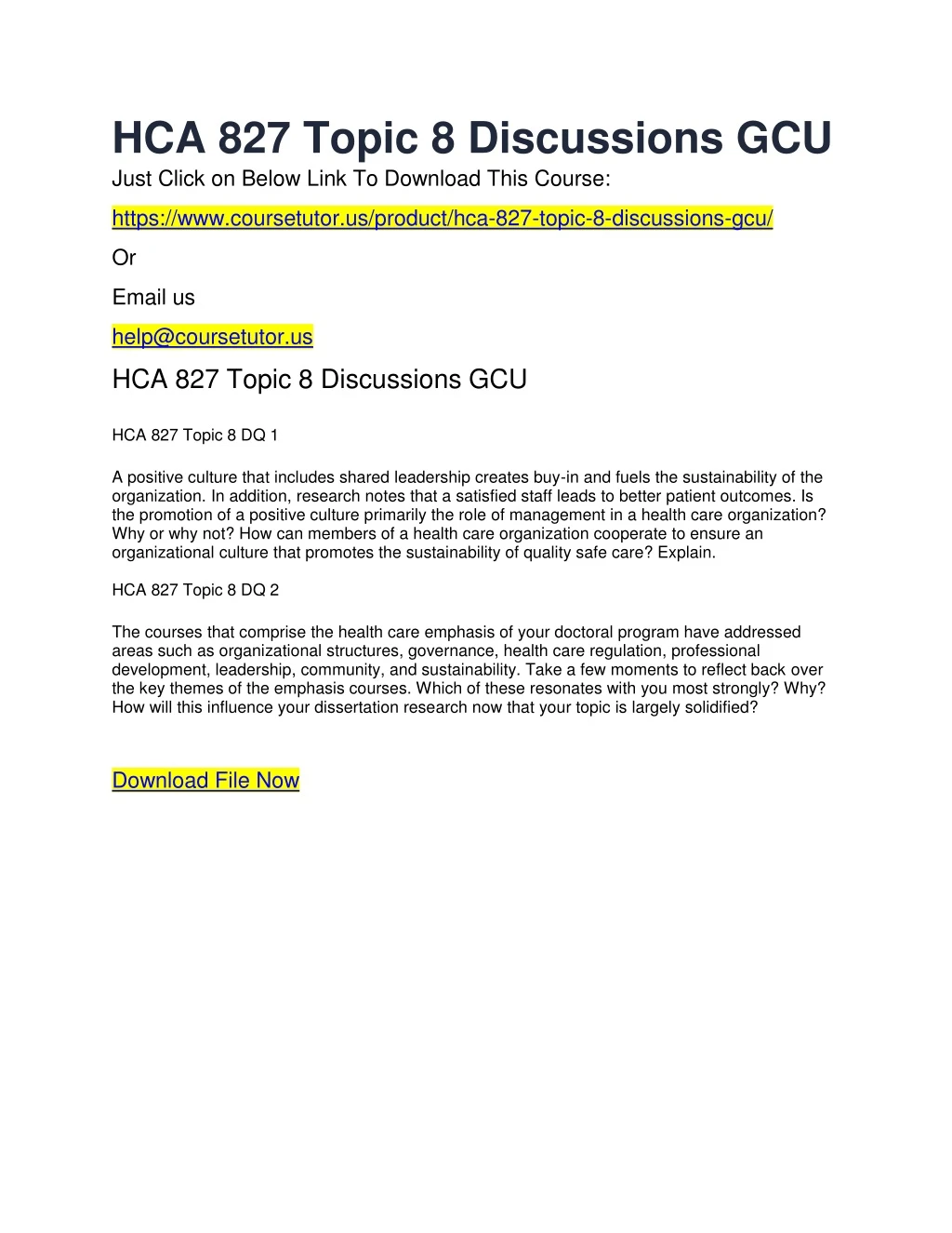 hca 827 topic 8 discussions gcu just click