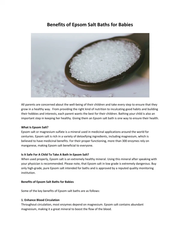 Benefits Of Epsom Salt Baths For Babies