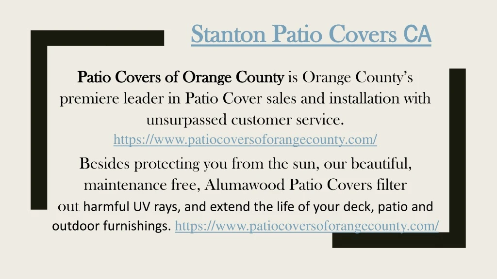 stanton patio covers ca