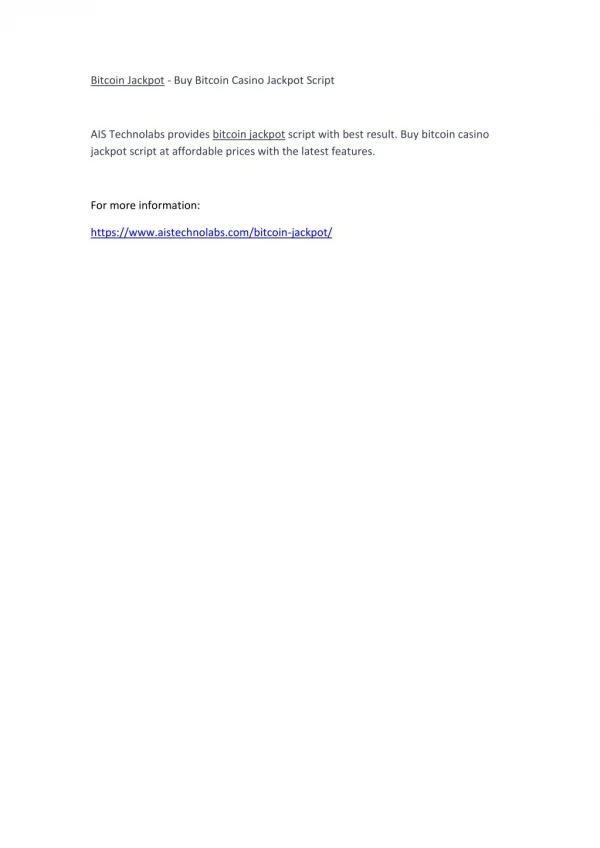 bitcoin jackpot buy bitcoin casino jackpot script