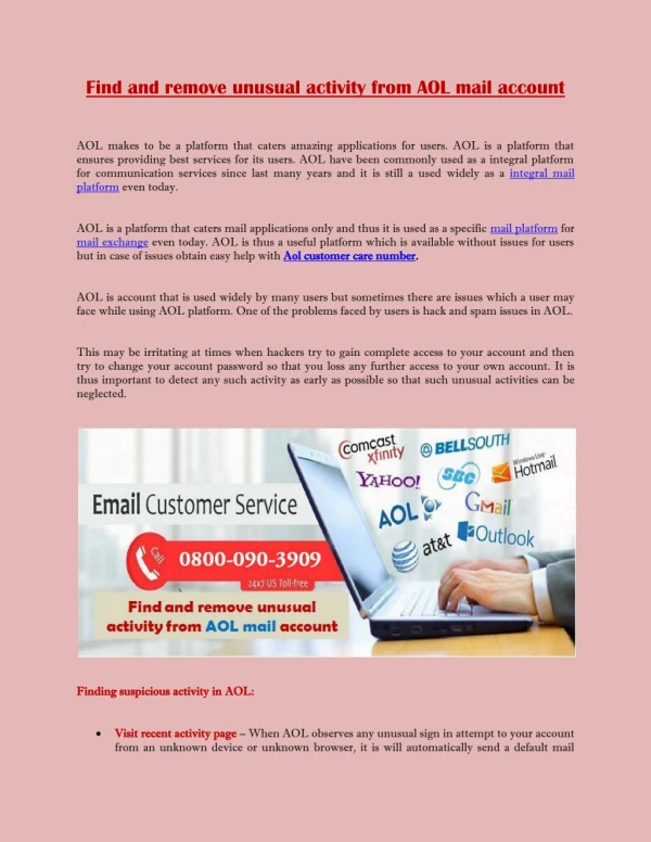 find and remove unusual activity from aol mail