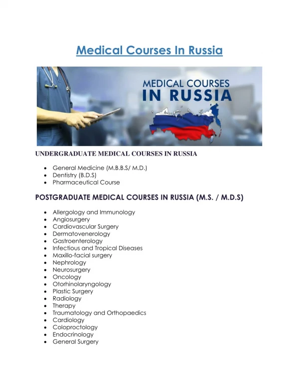Medical Courses in Russia