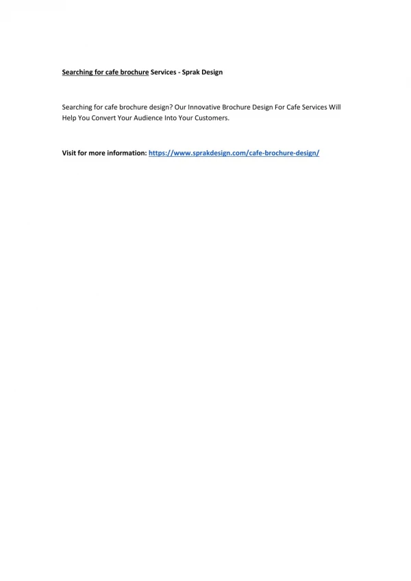 searching for cafe brochure services sprak design