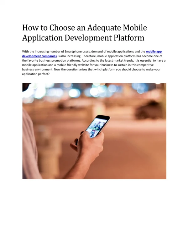 How to Choose an Adequate Mobile Application Development Platform