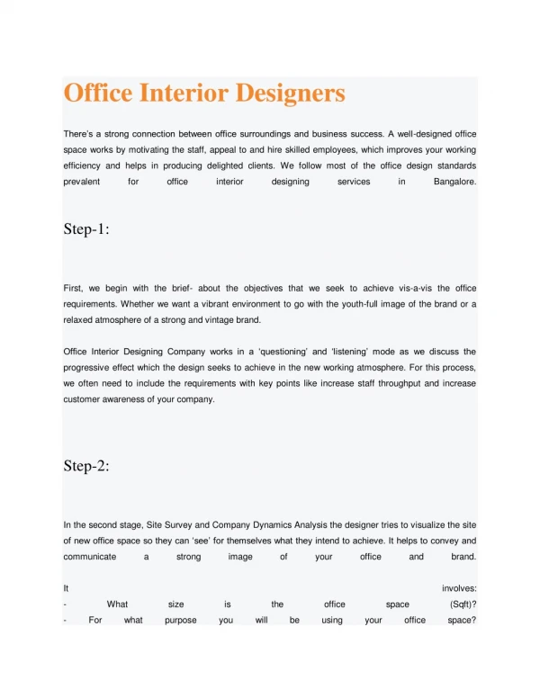 Urban Living Designs is the Best Interior Designers for Offices in Bangalore.