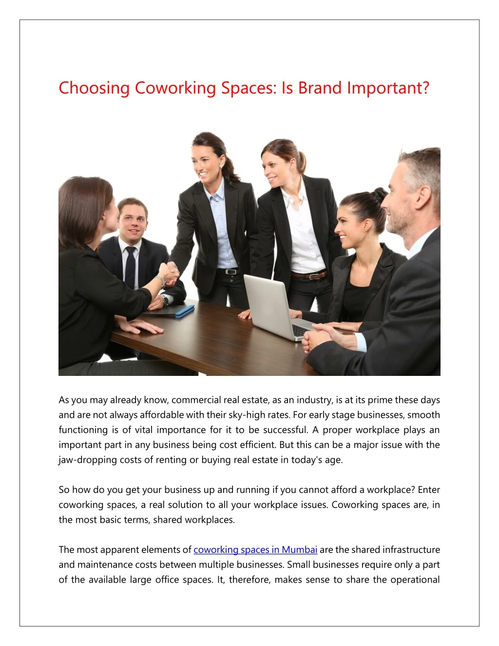 choosing coworking spaces is brand important