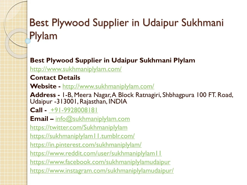 best plywood supplier in udaipur sukhmani plylam