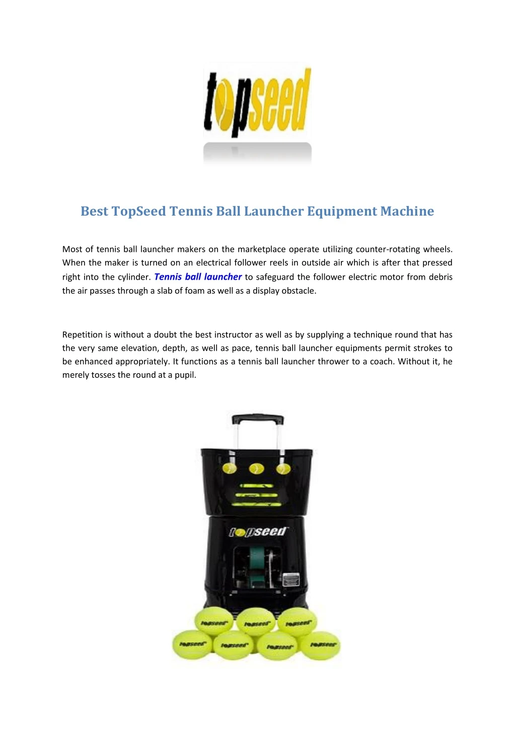 best topseed tennis ball launcher equipment