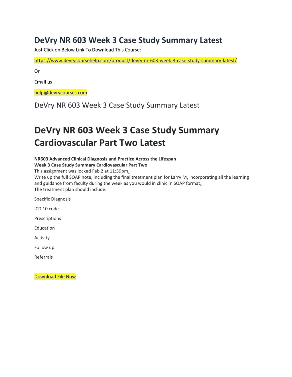 devry nr 603 week 3 case study summary latest