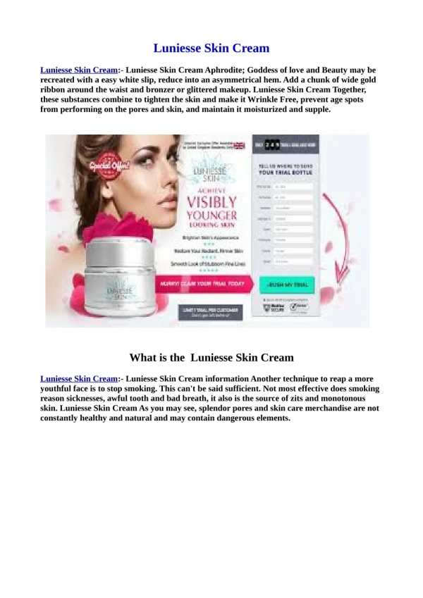 Take Advantage Of Luniesse Skin Cream - Read These Now Tips