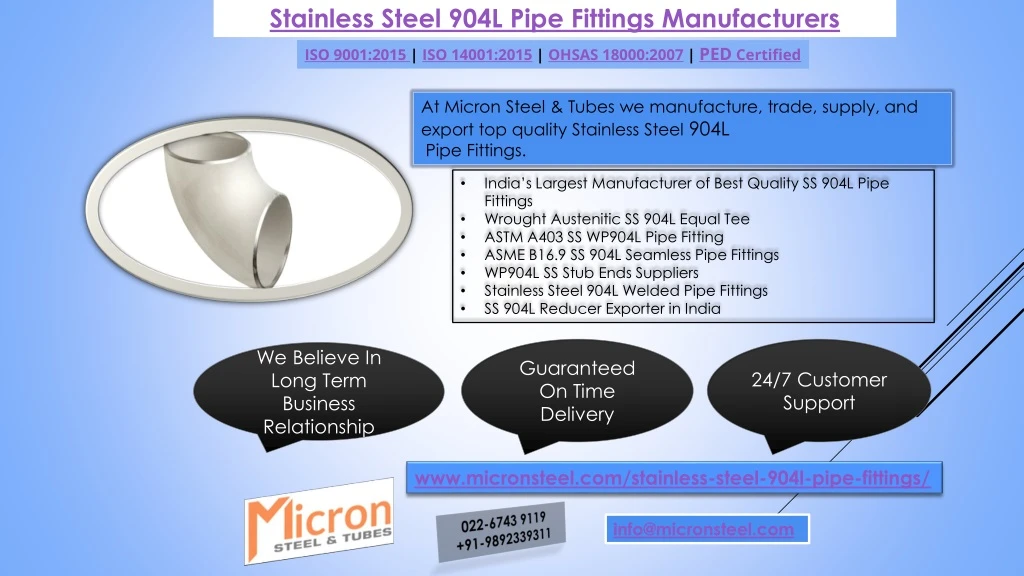 stainless steel 904l pipe fittings manufacturers