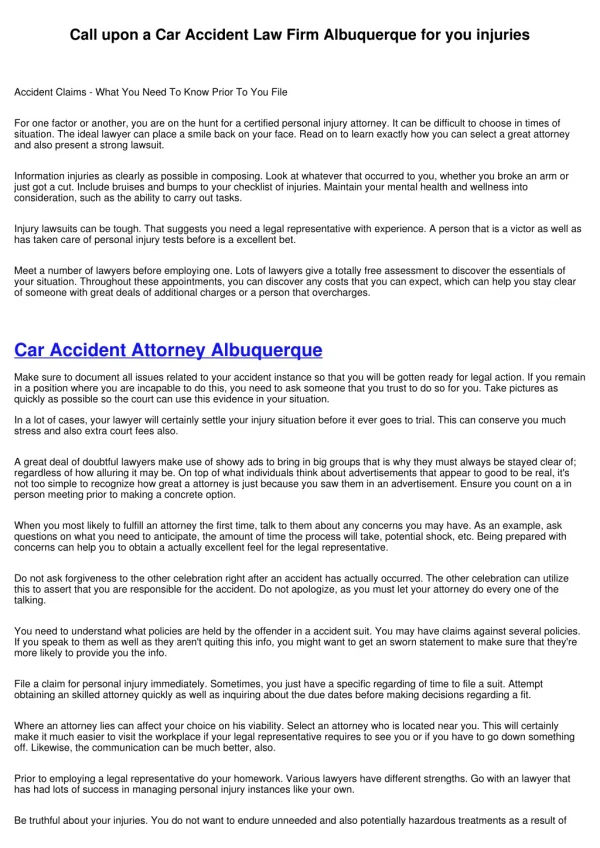 Find the Best Car Accident Attorney Albuquerque NM if you are hurt