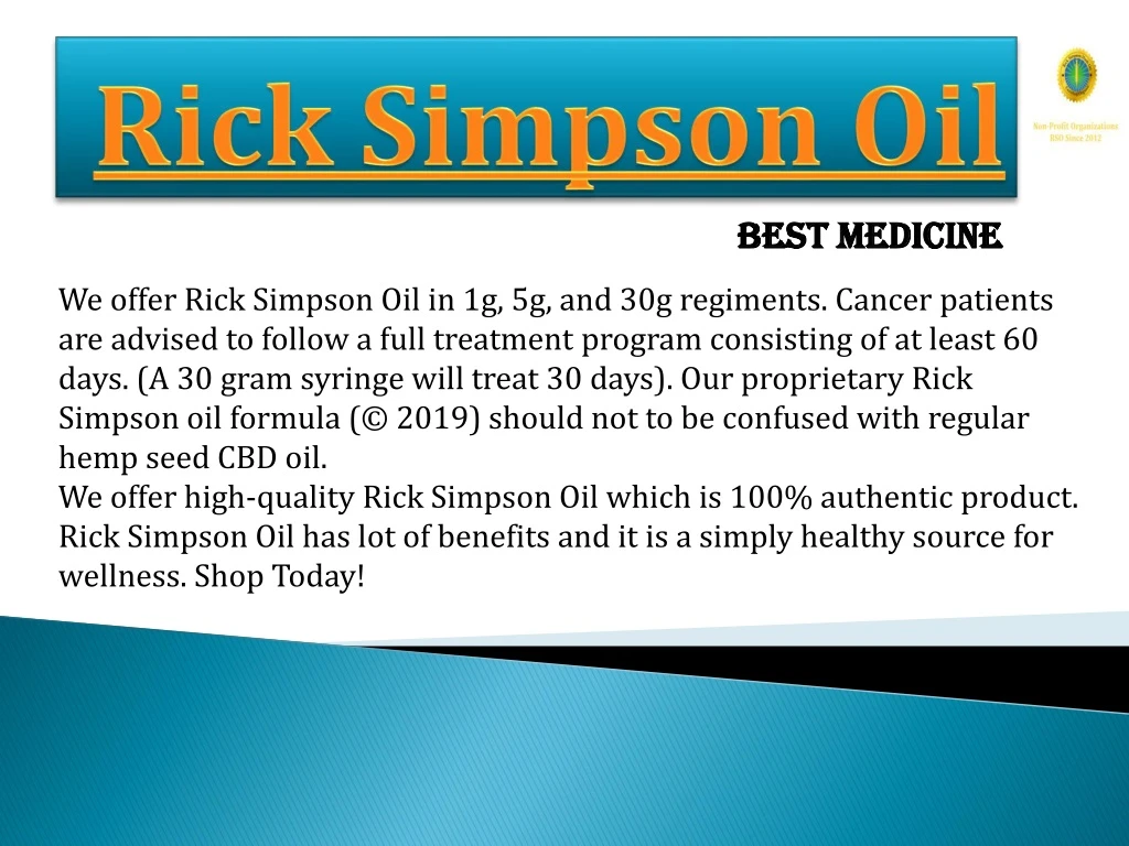 rick simpson oil