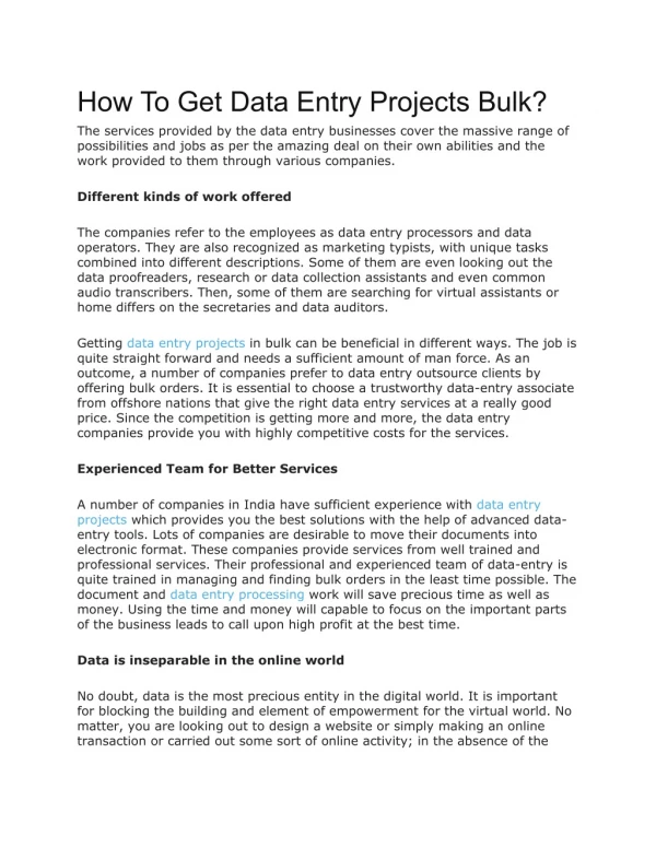 How to get data entry projects bulk - Ascent BPO