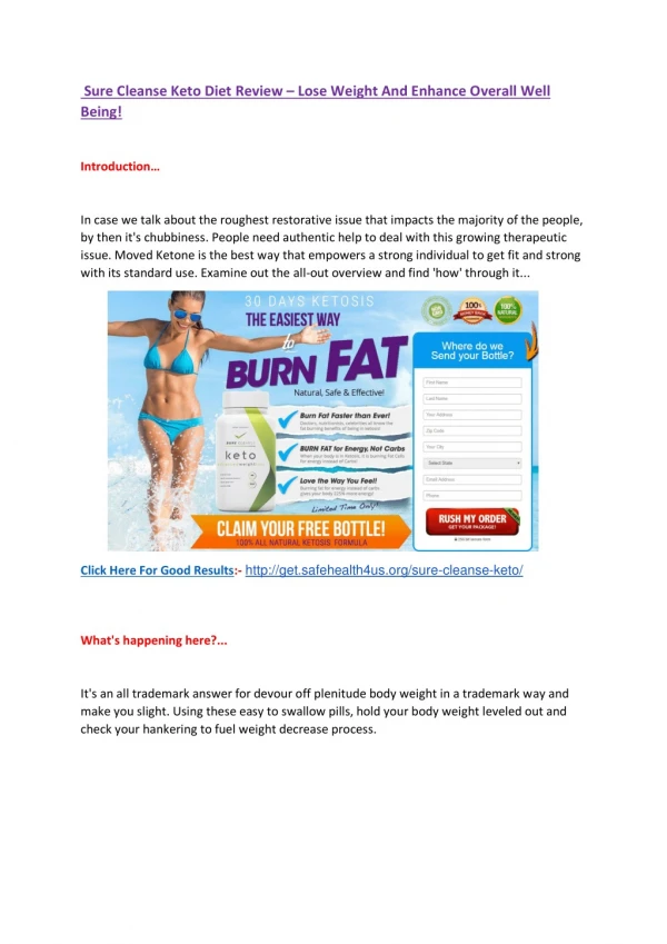 Sure Cleanse Keto Diet Reviews,Price and Benefits!Snap Here For Bottle!