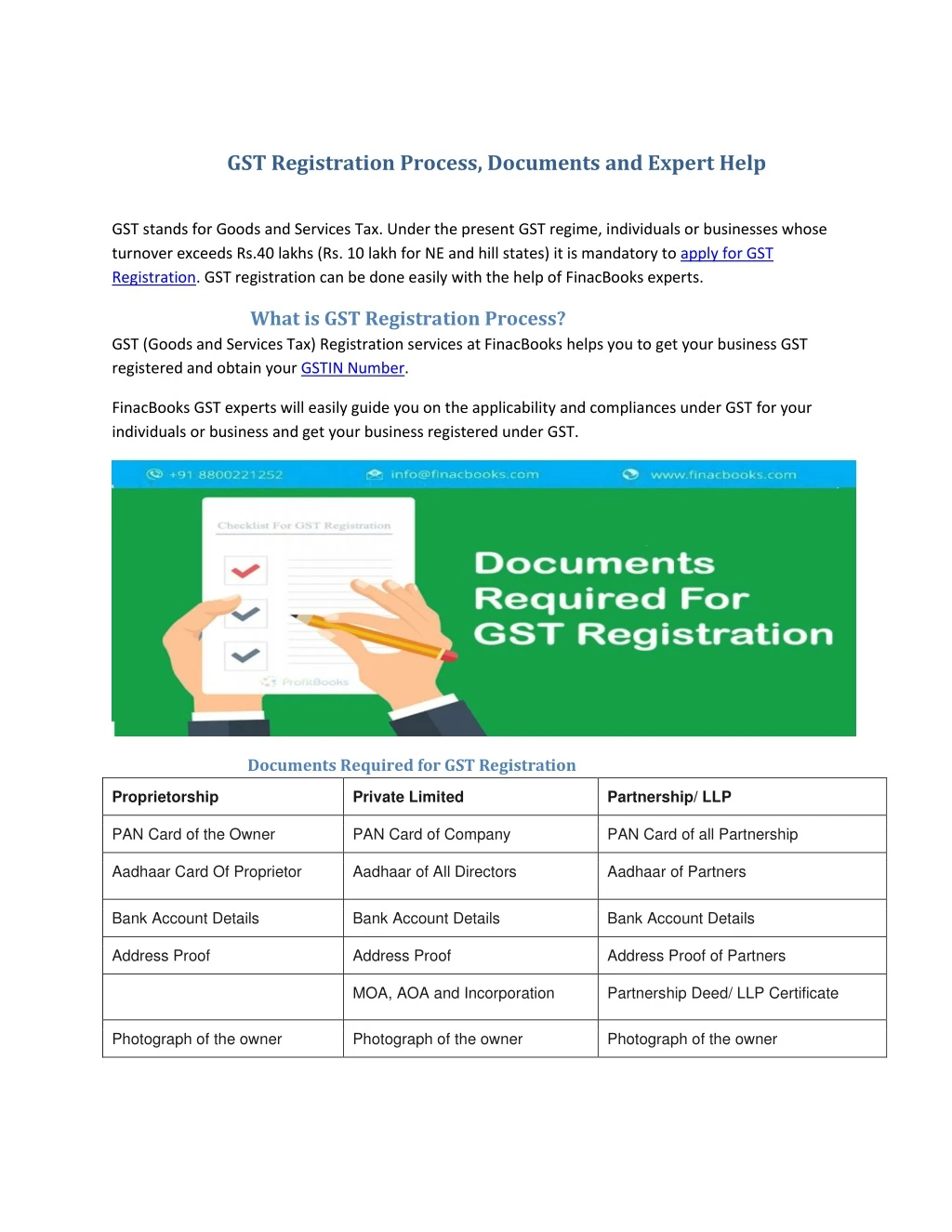 gst registration process documents and expert help