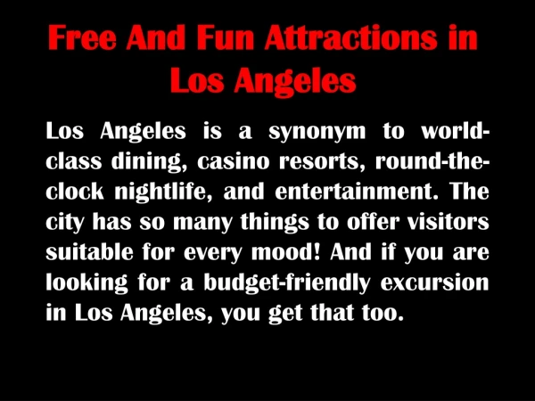 Free And Fun Attractions in Los Angeles