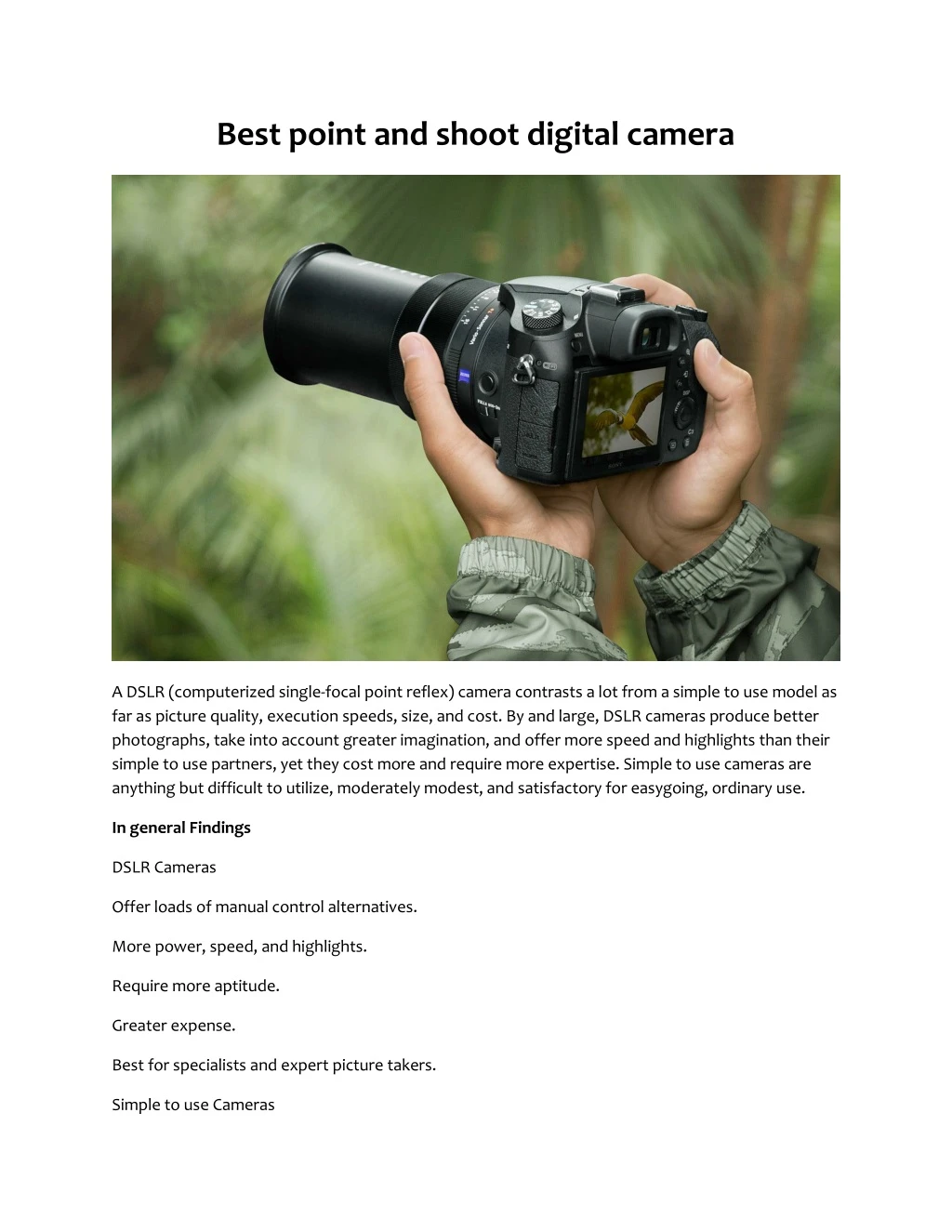 best point and shoot digital camera