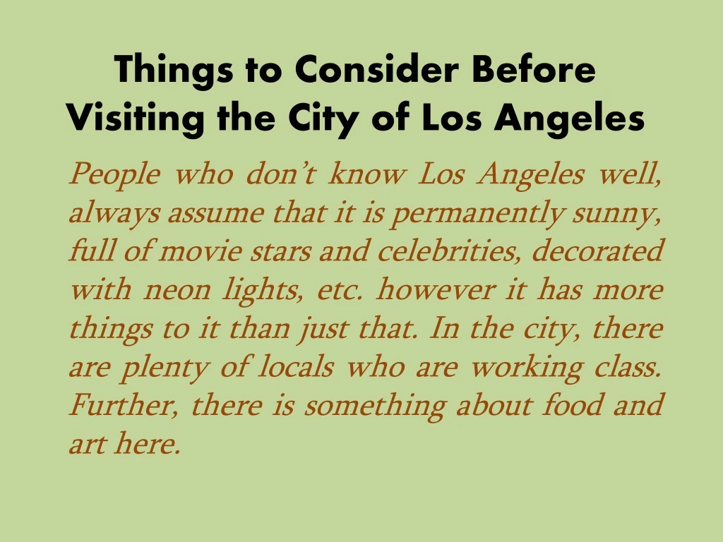 things to consider before visiting the city of los angeles