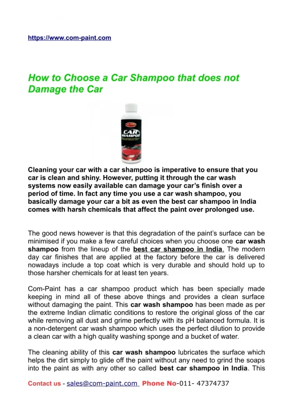 How to Choose a Car Shampoo that does not Damage the Car