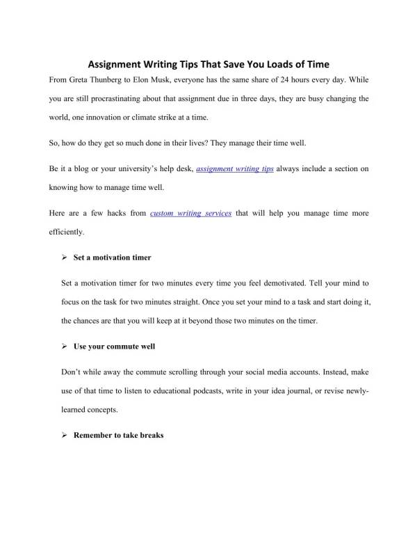 Assignment Writing Tips That Save You Loads of Time