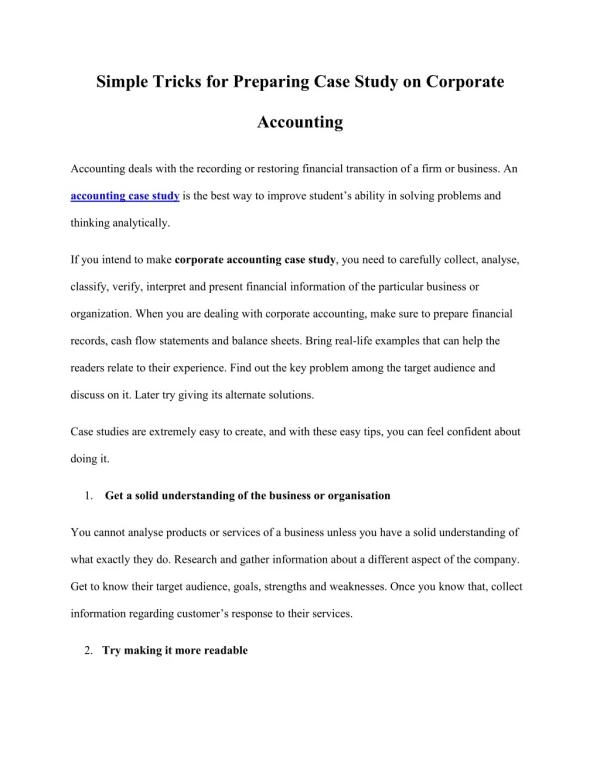 simple tricks for preparing case study
